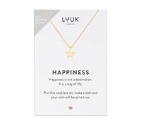 LUUK LIFESTYLE Collana con pendente stella e carta regalo HAPPINESS, in argento sterling 925, gioiello per la vita quotidiana, la spiaggia, impermeabile, simbolo di fortuna e di speranza, oro