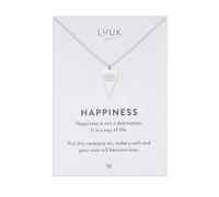LUUK LIFESTYLE Collana con piastrina a cuore e occhio di Nazar, simbolo d'amore e portafortuna, dedica HAPPINESS, 50 cm, femminile, argento