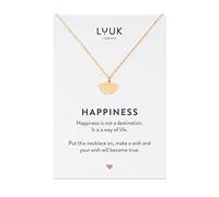 LUUK LIFESTYLE Collana elegante da donna con pendente ginkgo|foglia e carta regalo HAPPINESS, accessorio di moda moderno e minimalista, gioielli per la vita quotidiana, oro