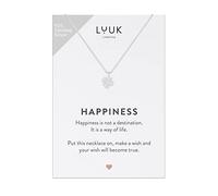 LUUK LIFESTYLE Collane per Donna e Ragazza in Argento Sterling 925, 50 cm | Ciondolo e cartolina HAPPINESS, Regali per Lei, Moglie, Mamma, Amica, Natale, Gioielli alla moda, Argento, Oro e Oro rosa