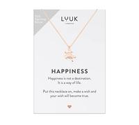 LUUK LIFESTYLE Collane per Donna e Ragazza in Argento Sterling 925, 50 cm | Ciondolo e cartolina HAPPINESS, Regali per Lei, Moglie, Mamma, Amica, Natale, Gioielli alla moda, Argento, Oro e Oro rosa