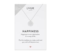 LUUK LIFESTYLE Collane per Donna e Ragazza in Argento Sterling 925, 50 cm | Ciondolo e cartolina HAPPINESS, Regali per Lei, Moglie, Mamma, Amica, Natale, Gioielli alla moda, Argento, Oro e Oro rosa