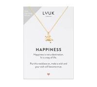 LUUK LIFESTYLE Collane per Donna e Ragazza in Argento Sterling 925, 50 cm | Ciondolo e cartolina HAPPINESS, Regali per Lei, Moglie, Mamma, Amica, Natale, Gioielli alla moda, Argento, Oro e Oro rosa