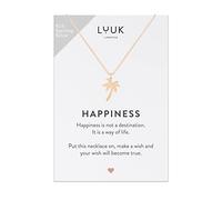 LUUK LIFESTYLE Collane per Donna e Ragazza in Argento Sterling 925, 50 cm | Ciondolo e cartolina HAPPINESS, Regali per Lei, Moglie, Mamma, Amica, Natale, Gioielli alla moda, Argento, Oro e Oro rosa