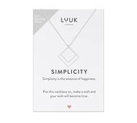LUUK LIFESTYLE Girocollo in argento sterling 925 con pendente rombo, forma geometrica e messaggio abbinato SIMPLICITY, portafortuna, femminile, argento