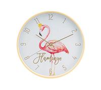 LUUK LIFESTYLE Moderno orologio da parete al quarzo minimale con Fenicottero e lancetta dei secondi, design minimalista, orologio da cucina, orologio vintage da soggiorno, oro, giallo