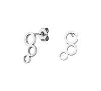 LUUK LIFESTYLE Orecchini modello tre anelli in acciaio inossidabile, design minimalista moderno, gioielli di tendenza da donna e ragazza per la vita quotidiana, acciaio inossidabile, argento
