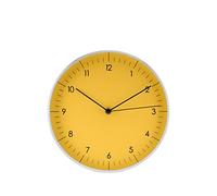 LUUK LIFESTYLE Orologio da parete al quarzo di design senza ticchettio, con numeri arabi, decorazione moderna per casa, appartamento, ufficio, in giallo e argento