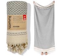 Luum® Telo mare 90 x 200 cm, asciugamano da sauna, asciugamano da yoga, asciugamano da spiaggia, asciugamano da viaggio, pestemal turco, uomo e donna, 100% cotone, argento grigio