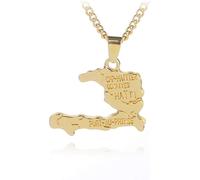Luunay Mappa Personalizzata di Haiti Pendente Collana Card per Gli Uomini