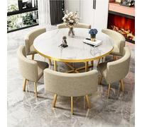 LUUYYI Set di tavolo da ufficio e sala reception, tavolo da ufficio e sedia, tavolo da conferenza, tavolo da negoziato e sedie, set di 6 pezzi, per Offi (albicocca lino)