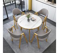 LUUYYI Set di tavolo rotondo e sedie, mobili semplici per la reception e la negoziazione, combinazione di 5 pezzi per balcone di casa, area ricreativa, piccoli spazi (oro grigio, 80 x 75 cm)