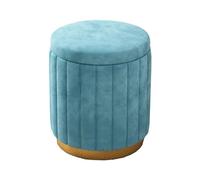 LUUYYI Sgabello ottomano rotondo in velluto, moderno, imbottito, per la casa, per camera da letto, fasciatoio, elegante mobile d'accento (blu, 34 x 44 cm)