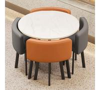 LUUYYI Tavolo moderno per sala conferenze con 4 sedie, tavolino da caffè e tavolo da caffè per il tempo libero, semplice tavolo rotondo per bar, balcone, soggiorno, ufficio (arancione, grigio scuro e