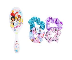 LUV HER Disney Princess - Set di accessori per capelli, 5 pezzi, 1 spazzola grande + 4 elastici per capelli, accessori per ragazze, spazzola districante, scrunchies 3+