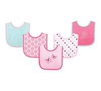 Luvable Friends - Bavaglino a 5 pezzi con retro impermeabile, motivo: farfalla, colore: Rosa