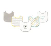 Luvable Friends Fun Prints Drooler Bibs, Yellow Koala, 5 Count