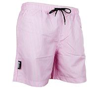 Luvanni Costume da bagno da uomo, ad asciugatura rapida, con coulisse, da spiaggia, da uomo, a righe, motivo palme, Colore: rosa., XL