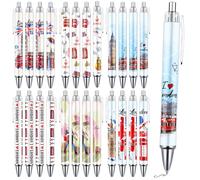 Luvart Set di 24 penne a sfera a scatto, souvenir di Londra, souvenir della Gran Bretagna, regalo dal Regno Unito, Londra, autobus, soldato, penne a sfera retrattili, per ufficio, scuola, regalo per