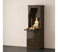 LUVEQLSIT Altare Buddhista in Bambù, Mobiletto Portastatuetta con Ante e Ripiano Estraibile, Scaffale per Meditazione e Preghiera, Arredamento Zen per Casa e Ufficio(70cm/27.5in)