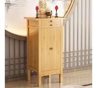 LUVEQLSIT Altare Buddista in Bambù con Ante e Cassetti, Mobiletto Altare per Meditazione con Design Salvaspazio, Tavolo Puja Robusto per Rituali Zen e Yoga(Yellow,45cm/17.7in)