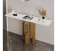 LUVEQLSIT Consolle moderna con struttura geometrica in metallo e piano in pietra - Montaggio semplice e struttura robusta - Ideale per soggiorno, ingresso o foyer(Gold+White,120cm/47.2in)
