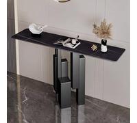 LUVEQLSIT Consolle moderna con struttura geometrica in metallo e piano in pietra - Montaggio semplice e struttura robusta - Ideale per soggiorno, ingresso o foyer(Black+Black,120cm/47.2in)