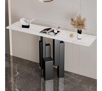 LUVEQLSIT Consolle moderna con struttura geometrica in metallo e piano in pietra - Montaggio semplice e struttura robusta - Ideale per soggiorno, ingresso o foyer(Black+White,120cm/47.2in)