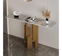 LUVEQLSIT Consolle moderna con struttura geometrica in metallo e piano in pietra - Montaggio semplice e struttura robusta - Ideale per soggiorno, ingresso o foyer(Gold+Gray,100cm/39.3in)