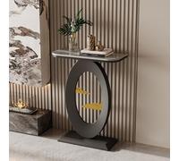 LUVEQLSIT Consolle moderna, piano in pietra ingegnerizzata massiccia, per ingressi stretti o dietro il divano - 40 cm (Nero/Grigio)(Black+Grey,40cm/15.7in)