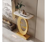 LUVEQLSIT Consolle moderna, piano in pietra ingegnerizzata massiccia, per ingressi stretti o dietro il divano - 40 cm (Nero/Grigio)(Gold+White,60cm/23.6in)