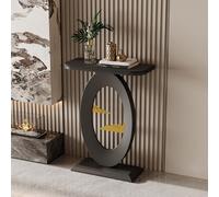 LUVEQLSIT Consolle moderna, piano in pietra ingegnerizzata massiccia, per ingressi stretti o dietro il divano - 40 cm (Nero/Grigio)(Black+Black,60cm/23.6in)