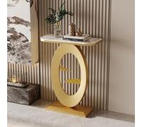 LUVEQLSIT Consolle moderna, piano in pietra ingegnerizzata massiccia, per ingressi stretti o dietro il divano - 40 cm (Nero/Grigio)(Gold+Yellow,40cm/15.7in)