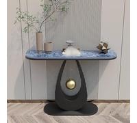 LUVEQLSIT Consolle stretta con cassetti contenitore - Tavolo da ingresso sottile e salvaspazio in pietra sinterizzata, ideale per corridoio o dietro il divano(Black+Blue,120cm/47.2in)