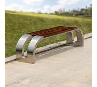 LUVEQLSIT Panca da giardino in metallo con seduta in legno, panchina per esterni robusta e resistente, sedile a doghe per patio, parco, cortile e veranda(150 cm/59in)