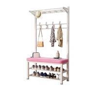 LUVEQLSIT Panca Ingresso con Scarpiera e Appendiabiti, Mobile Moderno 172cm | Design compatto, Struttura in ferro, Seduta imbottita, Doppia scarpiera, Ingresso(Pink,60cm/23.6in)