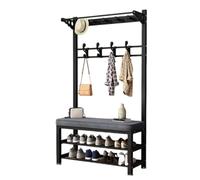 LUVEQLSIT Panca Ingresso con Scarpiera e Appendiabiti, Mobile Moderno 172cm | Design compatto, Struttura in ferro, Seduta imbottita, Doppia scarpiera, Ingresso(Gray 1,80cm/31.5in)