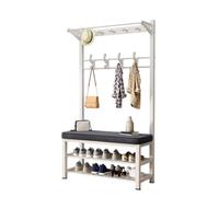 LUVEQLSIT Panca Ingresso con Scarpiera e Appendiabiti, Mobile Moderno 172cm | Design compatto, Struttura in ferro, Seduta imbottita, Doppia scarpiera, Ingresso(Gray 2,60cm/23.6in)