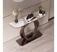 LUVEQLSIT Tavolino console moderno con scanalature e spazio di archiviazione, struttura stabile e robusta, console stretta per corridoi, ingressi e salotti(Brass+Yellow,100cm/39.3in)