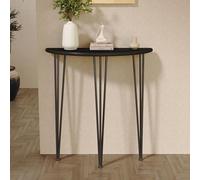 LUVEQLSIT Tavolo Console Oro Stretto a Mezza Luna, Design Sicuro a Bordo Arrotondato in Legno Massello, Mobile da Ingresso Moderno per Piccoli Spazi,60cm/23.6in(Black,100cm/39.3in)