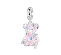 Luvhaha Charm con ciondolo orsetto colorato, in argento Sterling 925, pendente a goccia, adatto per bracciali e collane, Argento sterling