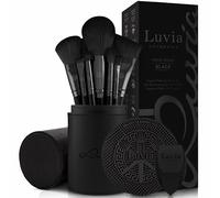 Luvia Cosmetics Pennelli Make Up Professionali Set Prime Vegan Pro Black, Set di 12 Pennelli da Trucco Con Scatola Di Pennelli, Spugna E Tappetino Per La Pulizia Per Pennelli, Colore: Nero