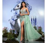 Luvistri Eleganti Paillettes Per Feste Di Lusso Di Moda E Da Sera Per Donne, Lussuose Perline Per Laurea, Ballo Di Compleanno, Carpet Rosso, Gala, Alta Compagnia Din, Cocktail Verde Spaghetti Cannucci