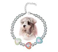 LUVMOJO Graziosa collana con perline con ciondolo a forma di cuore, gioiello regolabile per chihuahua, Yorkie e cani di piccola taglia, accessori eleganti per cani femminili, Medio