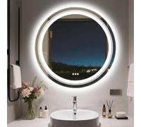LUVODI Specchio Bagno con Luce 60cm: Specchio Bagno LED Specchio Tondo Retroilluminato + Frontale Luce Più luminoso, Dimmerabile 3 Colori, Antiappannamento, Funzione Memoria