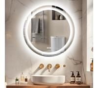 LUVODI Specchio Bagno con Luce 80cm: Specchio Bagno LED Specchio Tondo Retroilluminato + Frontale Luce Più luminoso, Dimmerabile 3 Colori, Antiappannamento, Funzione Memoria