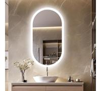 LUVODI Specchio Bagno con Luce Led: Ovale 100x50cm Specchio Retroilluminato Led da Bagno da parete con Touch 3, Antiappanamento tasto a se, Luce Regolabile
