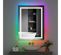LUVODI Specchio Bagno Led RGB: Touch Rettangolare 60x80cm con Retroilluminato e Luce di Superficie da Parete Specchio Deluxe Moderno, Antiappanamento tasto a se, Funzione Memoria, Luce Regolabile