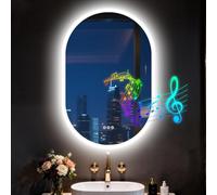 LUVODI Specchio Ovale Bagno Led con Bluetooth 90x60 cm: Specchio Bagno con Luce Retroilluminato con Antiappannamento, Dimmerabile, 3 Colori Luce, 3000-6000K, Funzione memoria, Orizzontale o Verticale