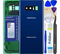 LUVSS Coperchio Copribatteria Scocca Vetro Posteriore Imposta Originale per Samsung Galaxy Note 8 N950F -Blu